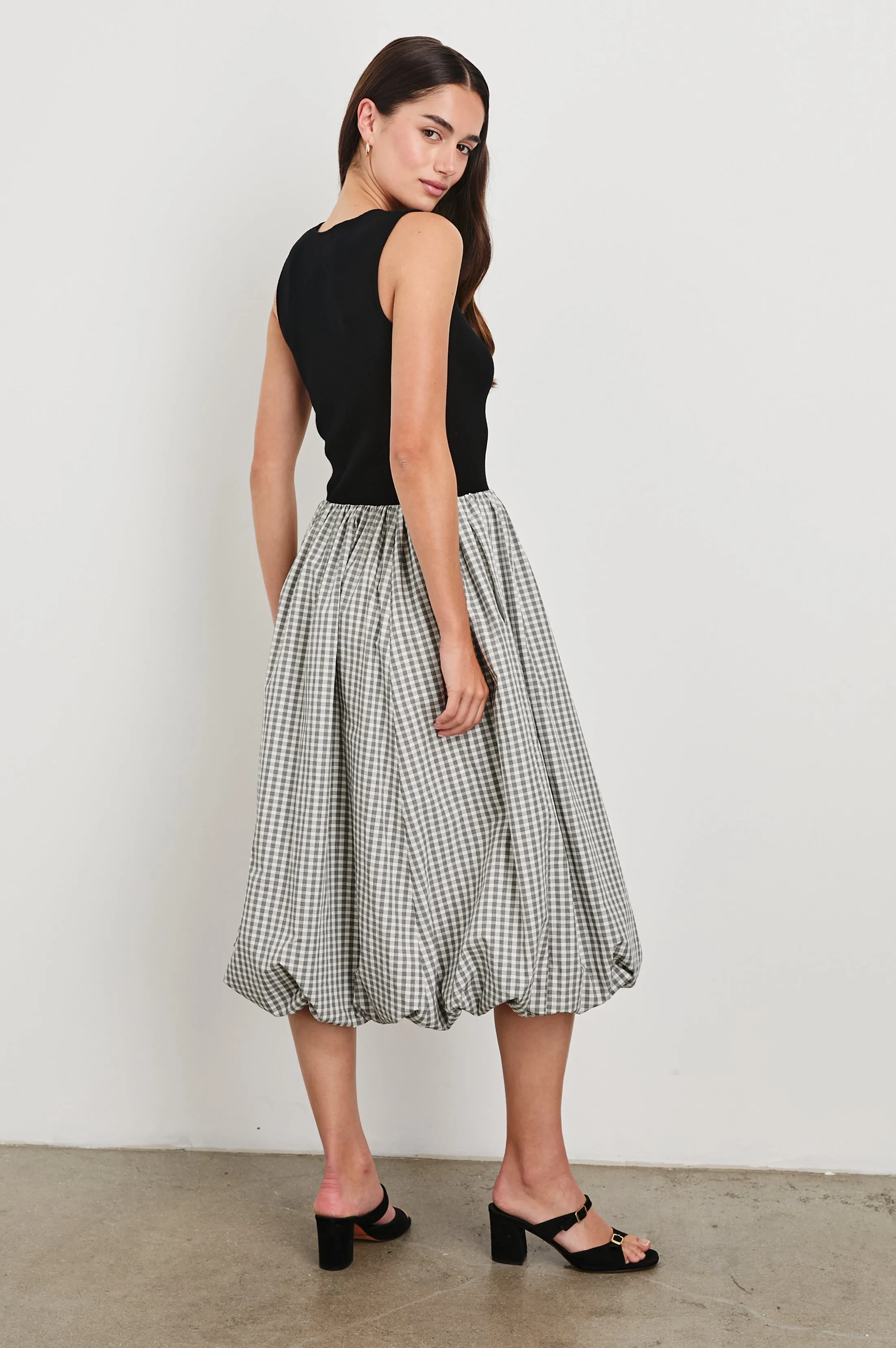 ROSALIND DRESS - IVORY JET GINGHAM Rails