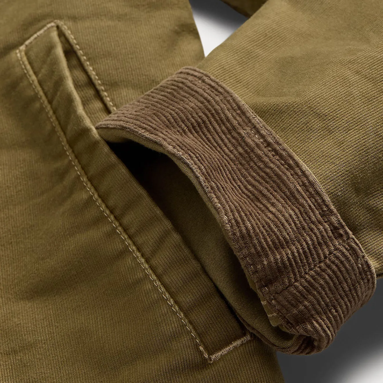 RRL by Ralph Lauren Corduroy-Collar Cotton Deck Jacket Khaki Drab