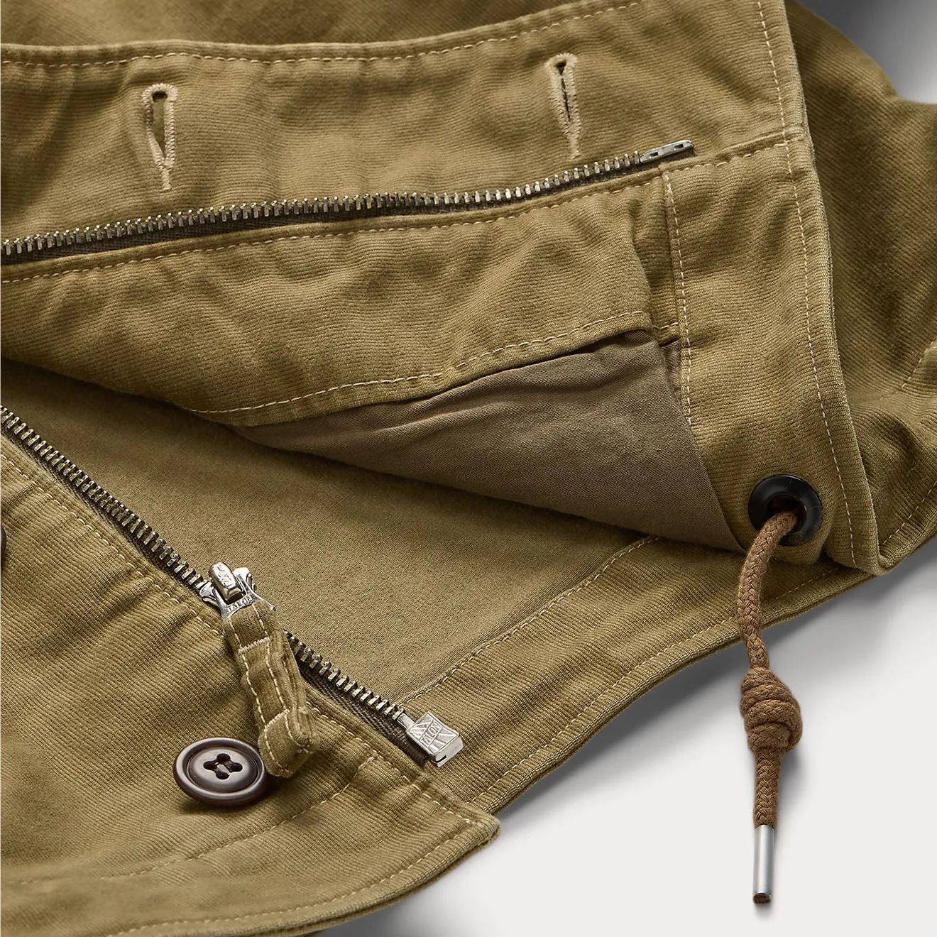 RRL by Ralph Lauren Corduroy-Collar Cotton Deck Jacket Khaki Drab