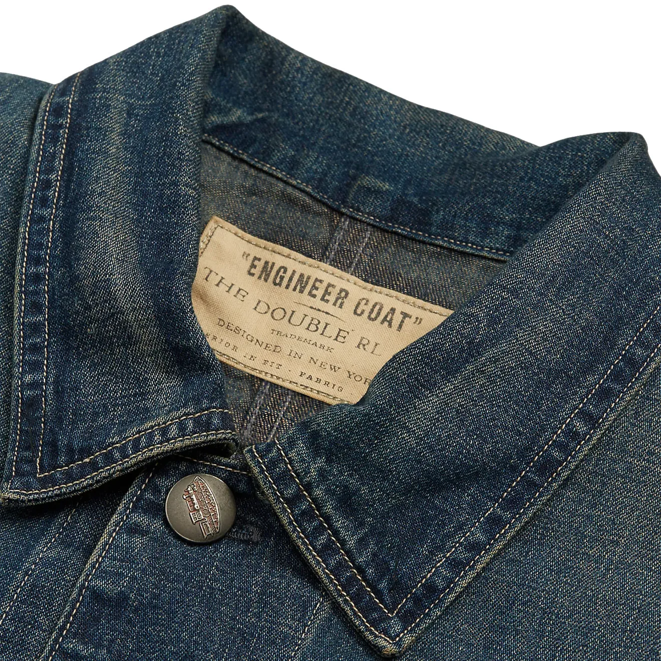 RRL by Ralph Lauren Cotton-Linen Denim Engineer Jacket Torrington Wash