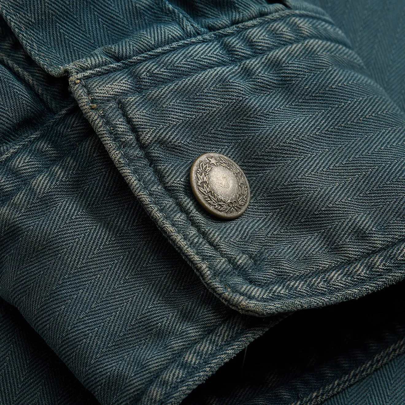 RRL by Ralph Lauren Garment-Dyed Herringbone Twill Workshirt Slate Blue