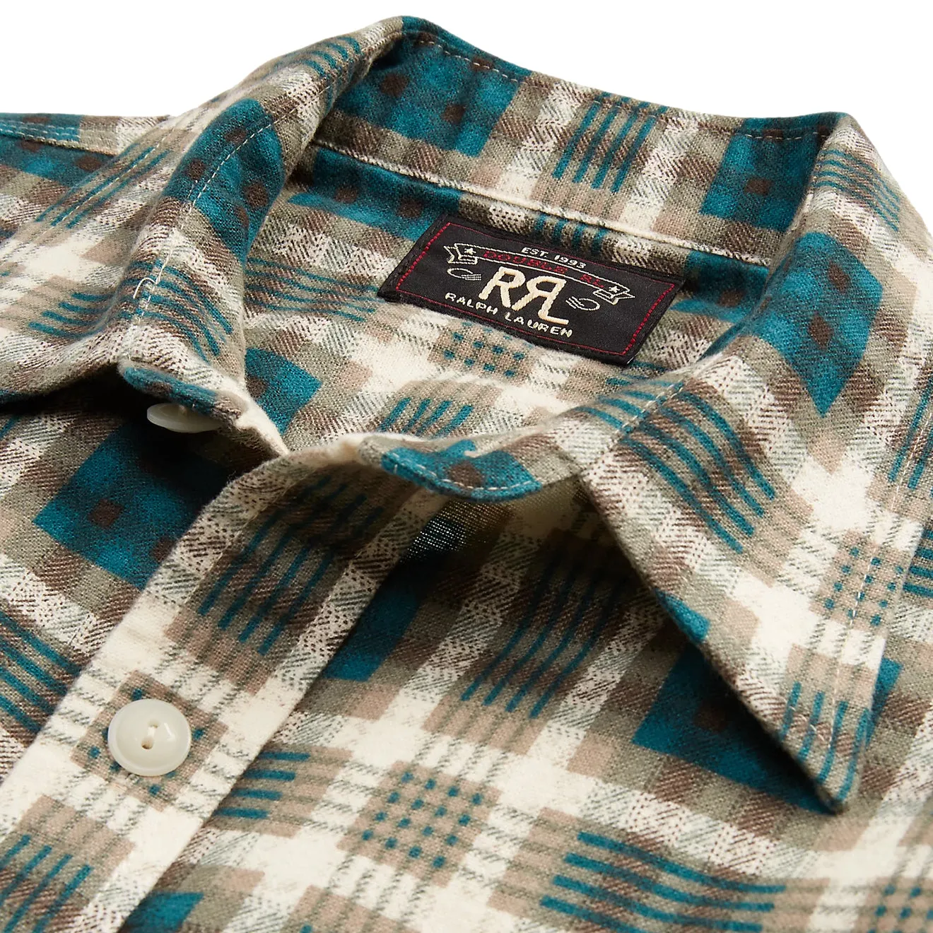 RRL by Ralph Lauren Plaid-Print Chamois Workshirt Green Multi