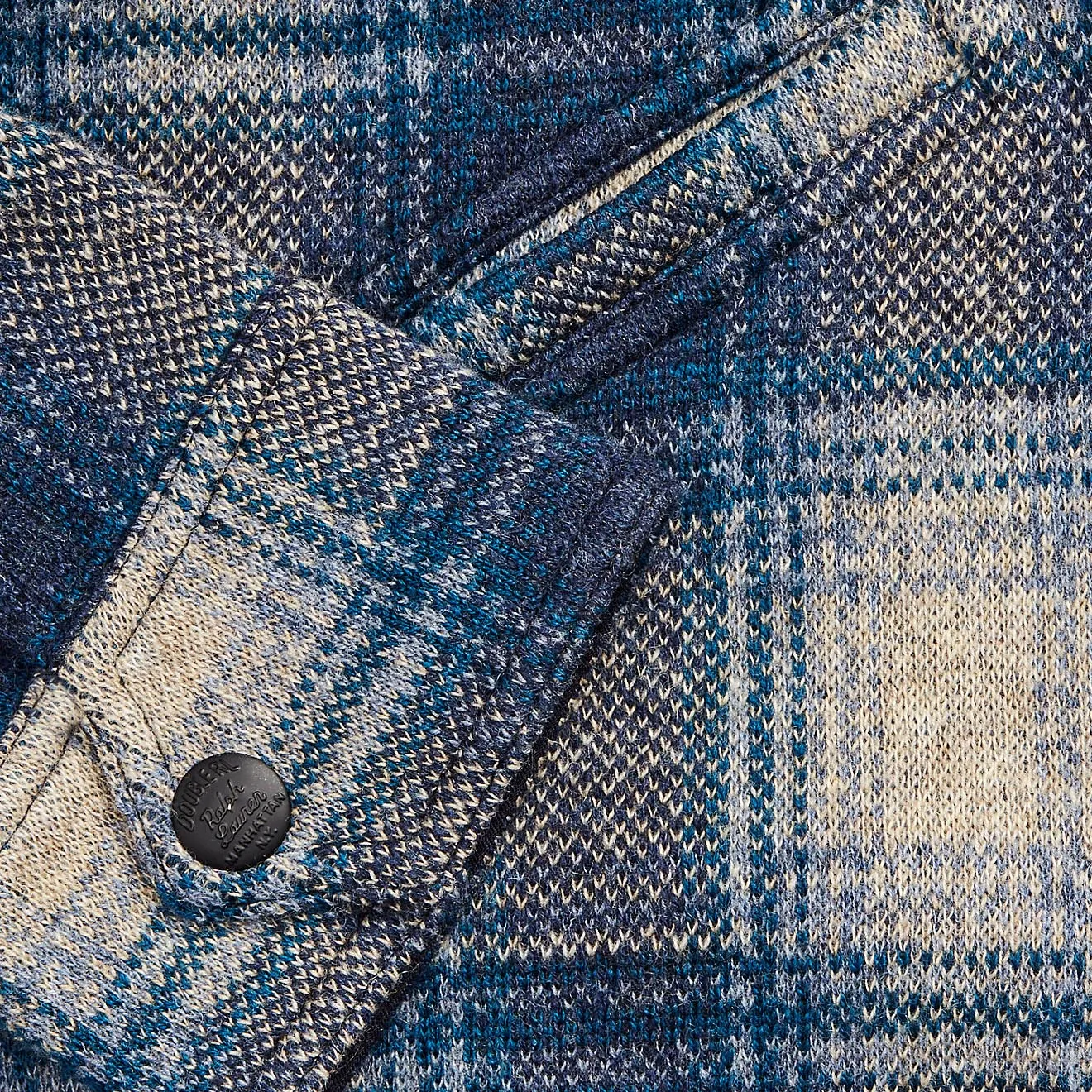 RRL by Ralph Lauren Plaid Wool-Cashmere Workshirt Jumper Blue Multi