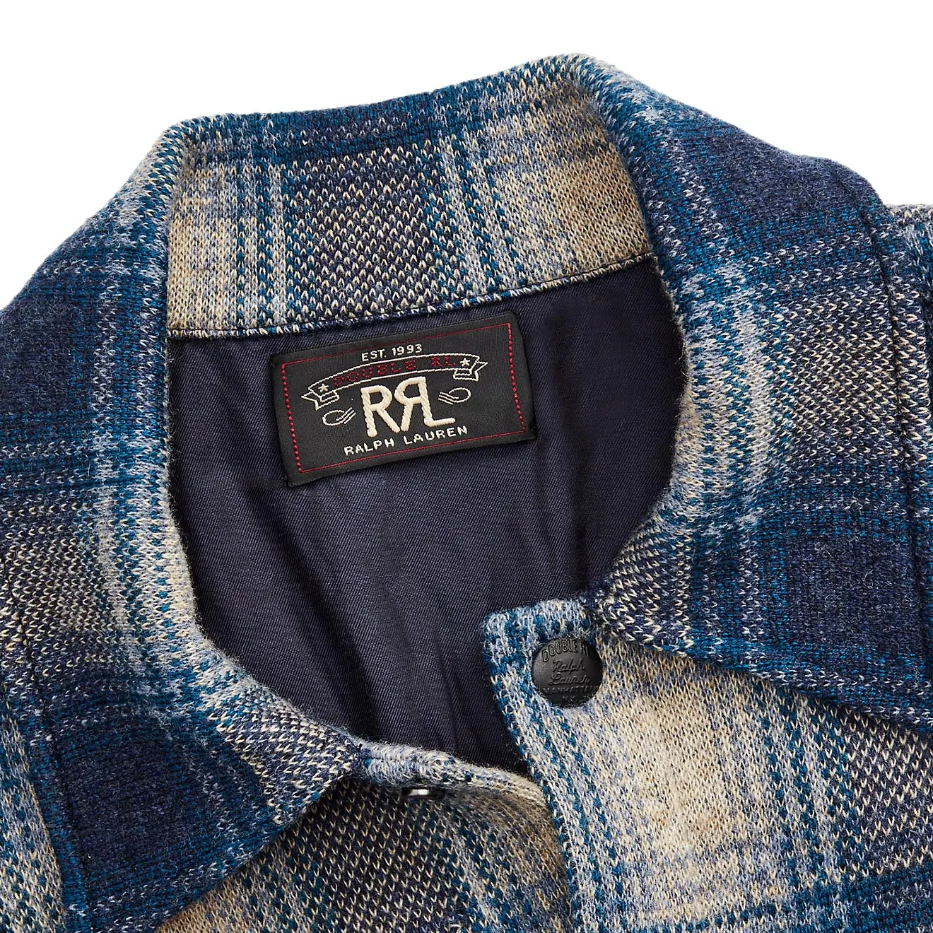 RRL by Ralph Lauren Plaid Wool-Cashmere Workshirt Jumper Blue Multi