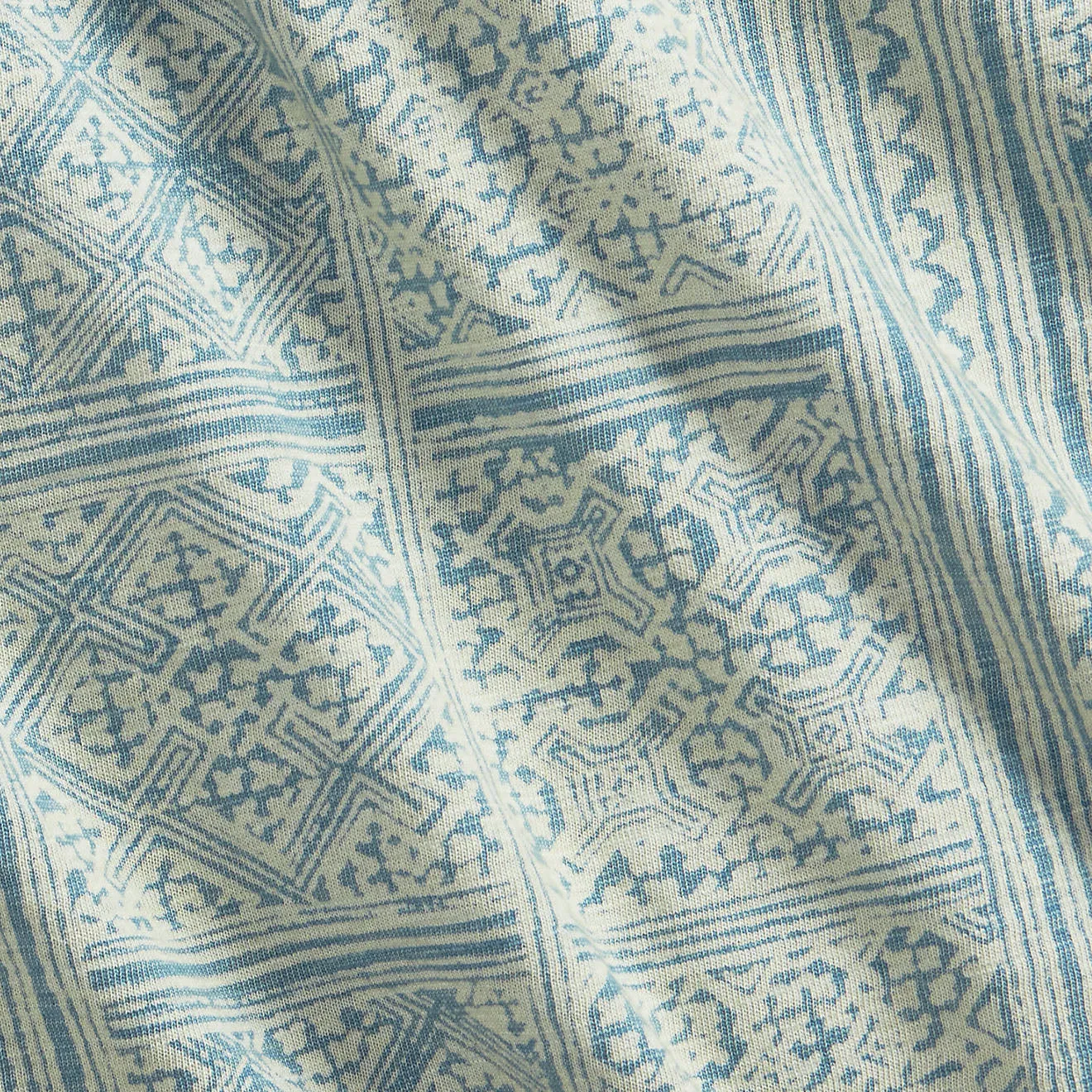 RRL by Ralph Lauren Print Indigo Jersey Camp Shirt Indigo/Cream
