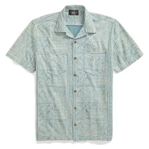 RRL by Ralph Lauren Print Indigo Jersey Camp Shirt Indigo/Cream