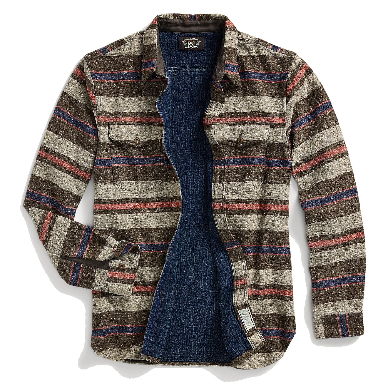 RRL by Ralph Lauren Striped Double Cloth Workshirt Brown Multi