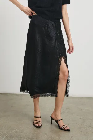 RYLAN SKIRT - BLACK CRINKLE Rails