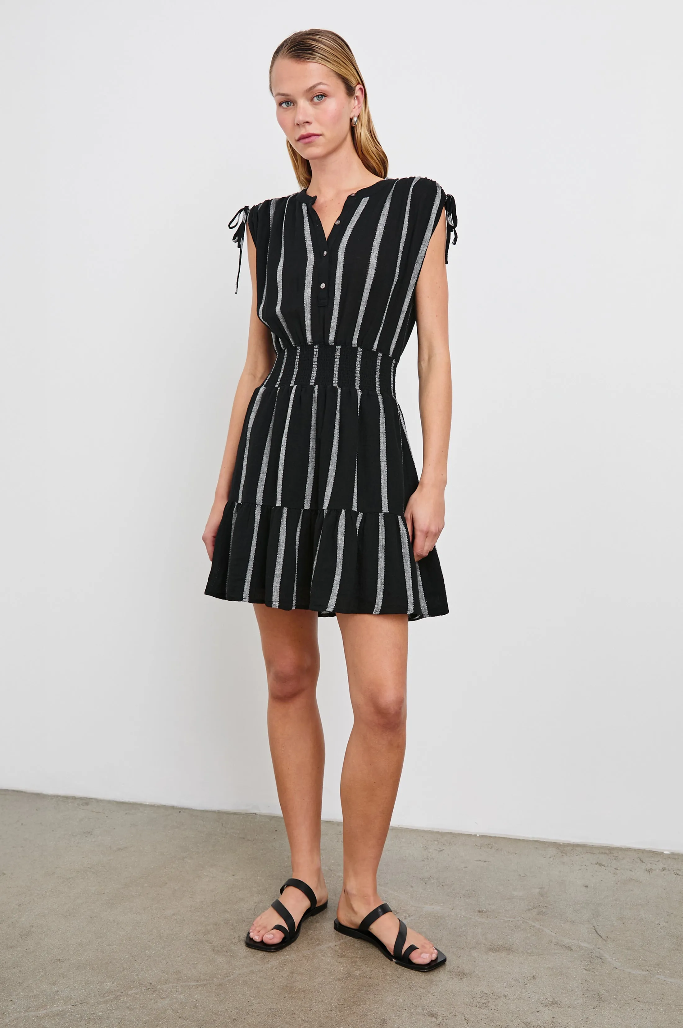 SAMINA DRESS - ASH LENO STRIPE Rails