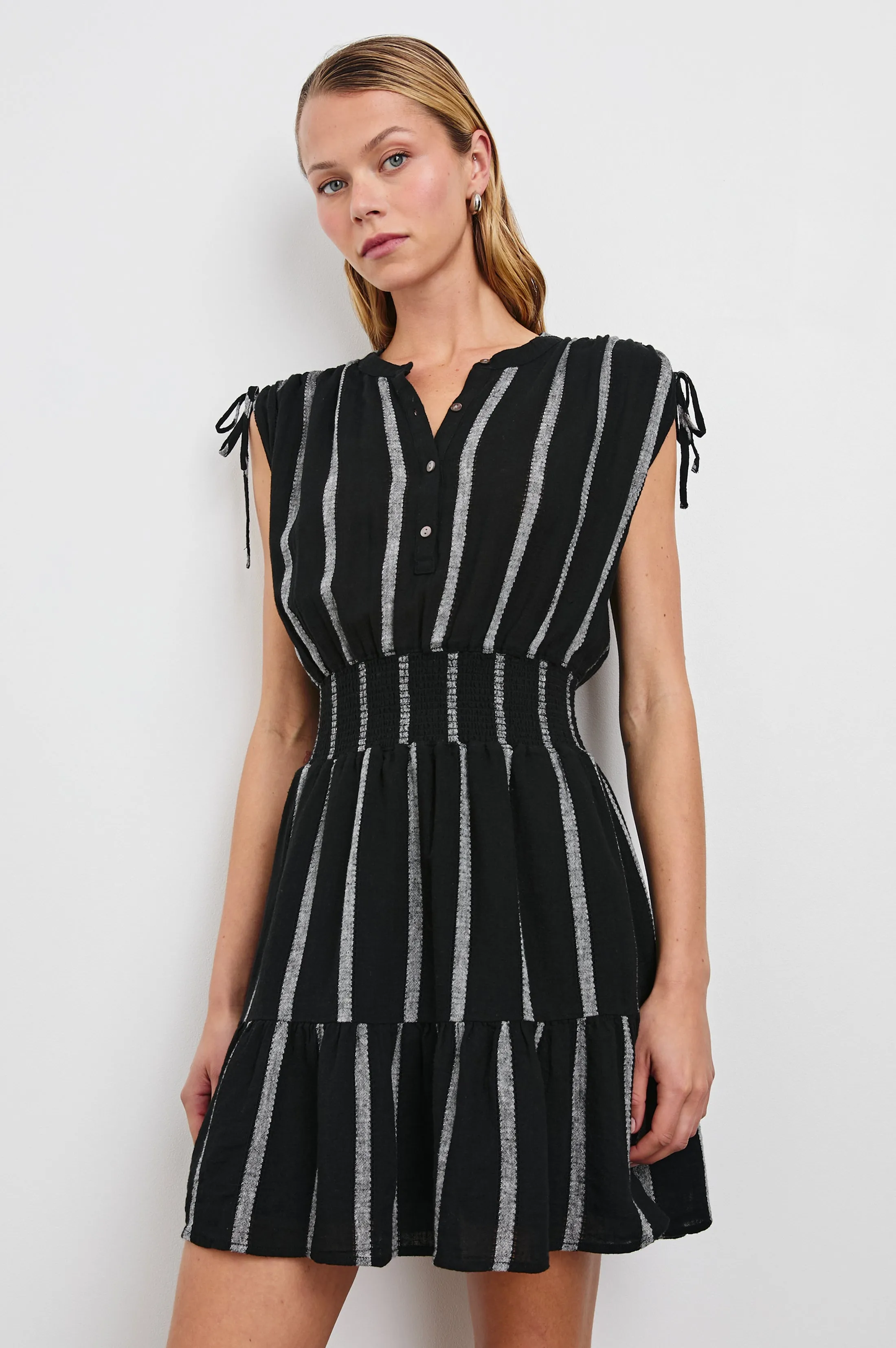 SAMINA DRESS - ASH LENO STRIPE Rails