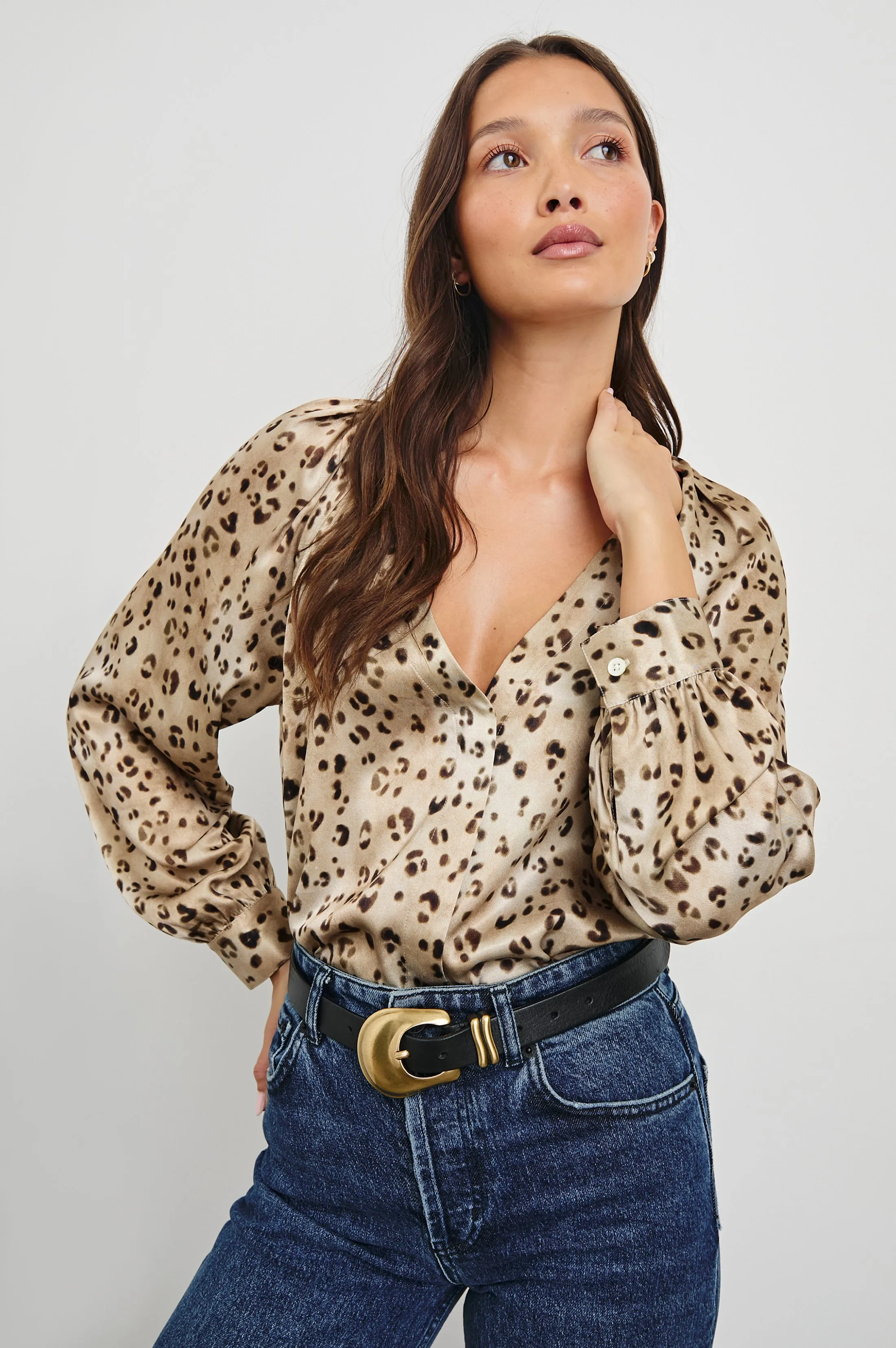 SANDRA TOP - CHAMPAGNE LEOPARD Rails