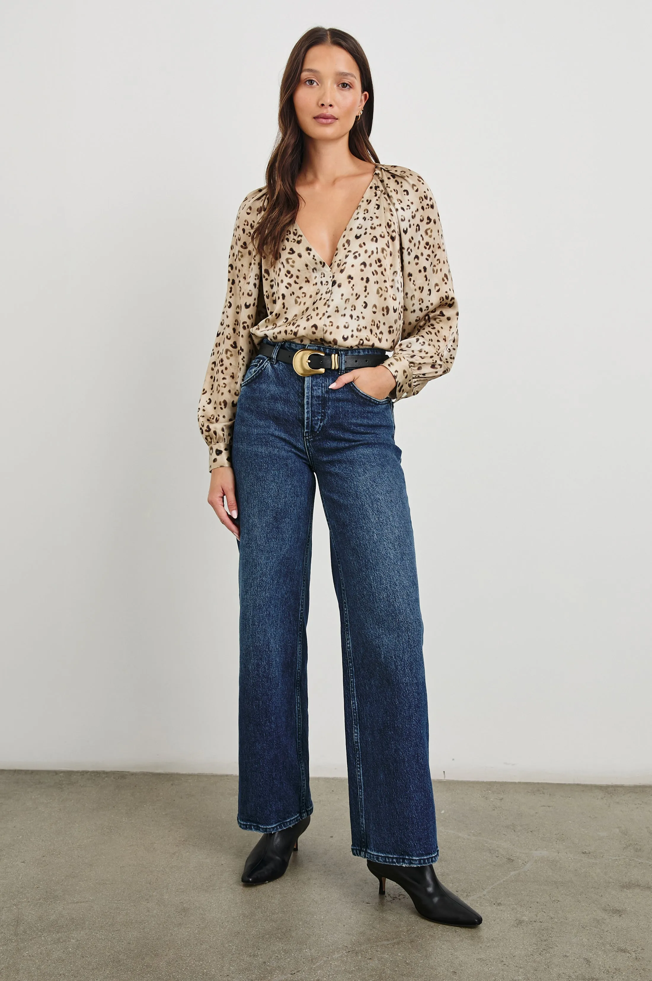 SANDRA TOP - CHAMPAGNE LEOPARD Rails