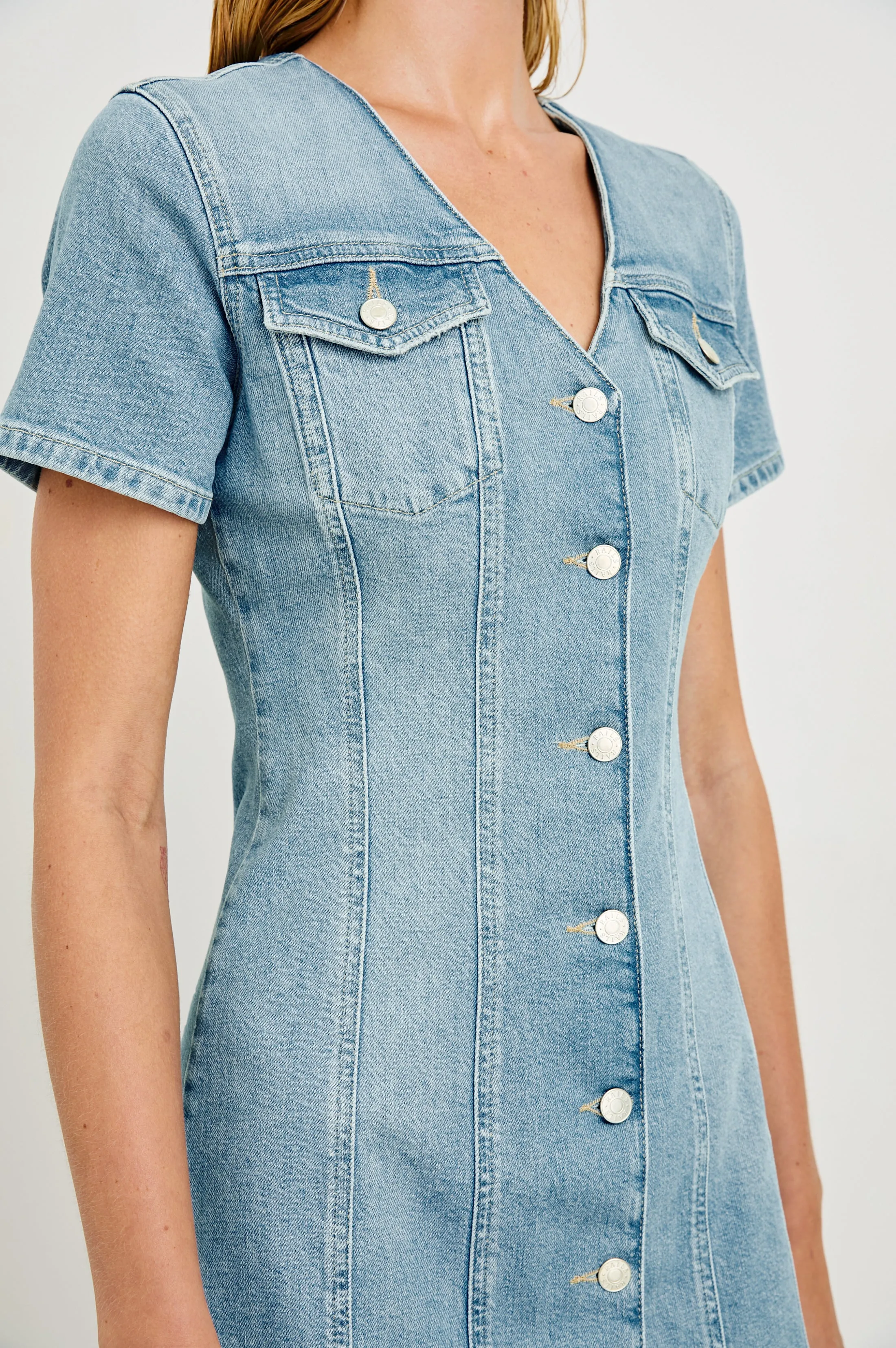 SARATOGA DRESS - FADED SEAGLASS Rails