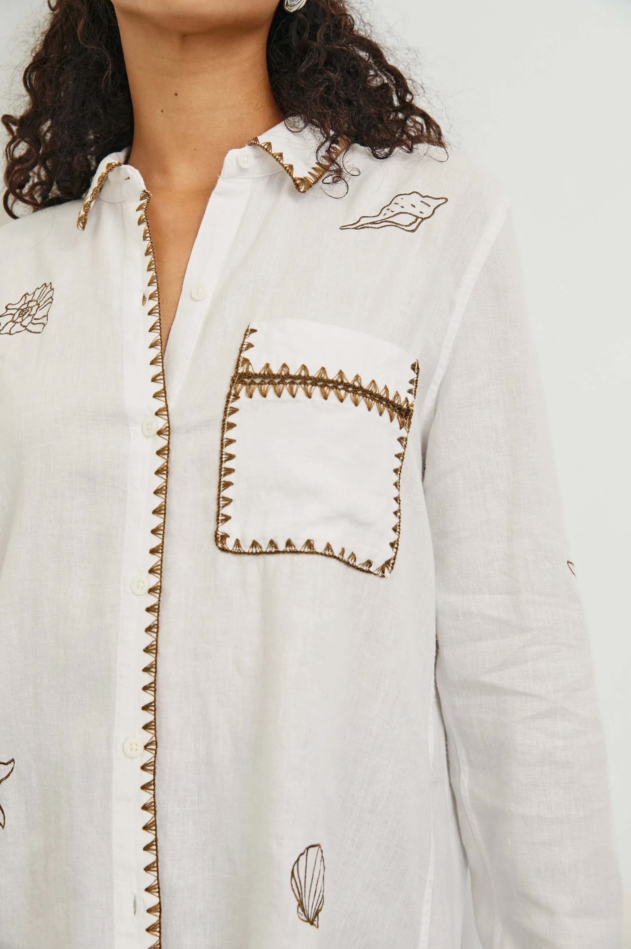SAYA SHIRT - WHITE MARINE EMBROIDERY Rails