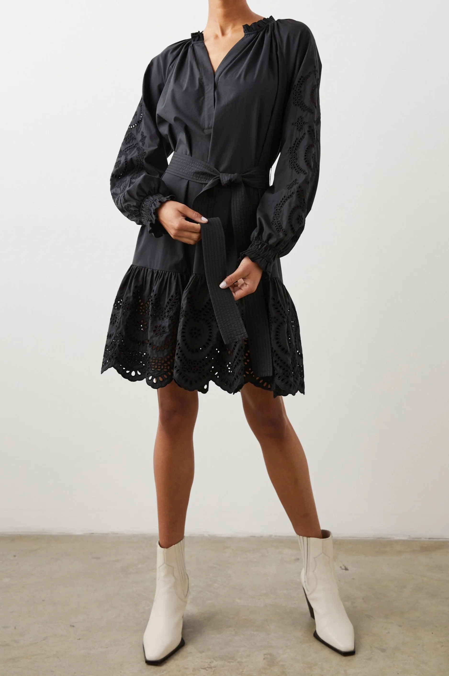 SAYLOR DRESS - BLACK EYELET Rails