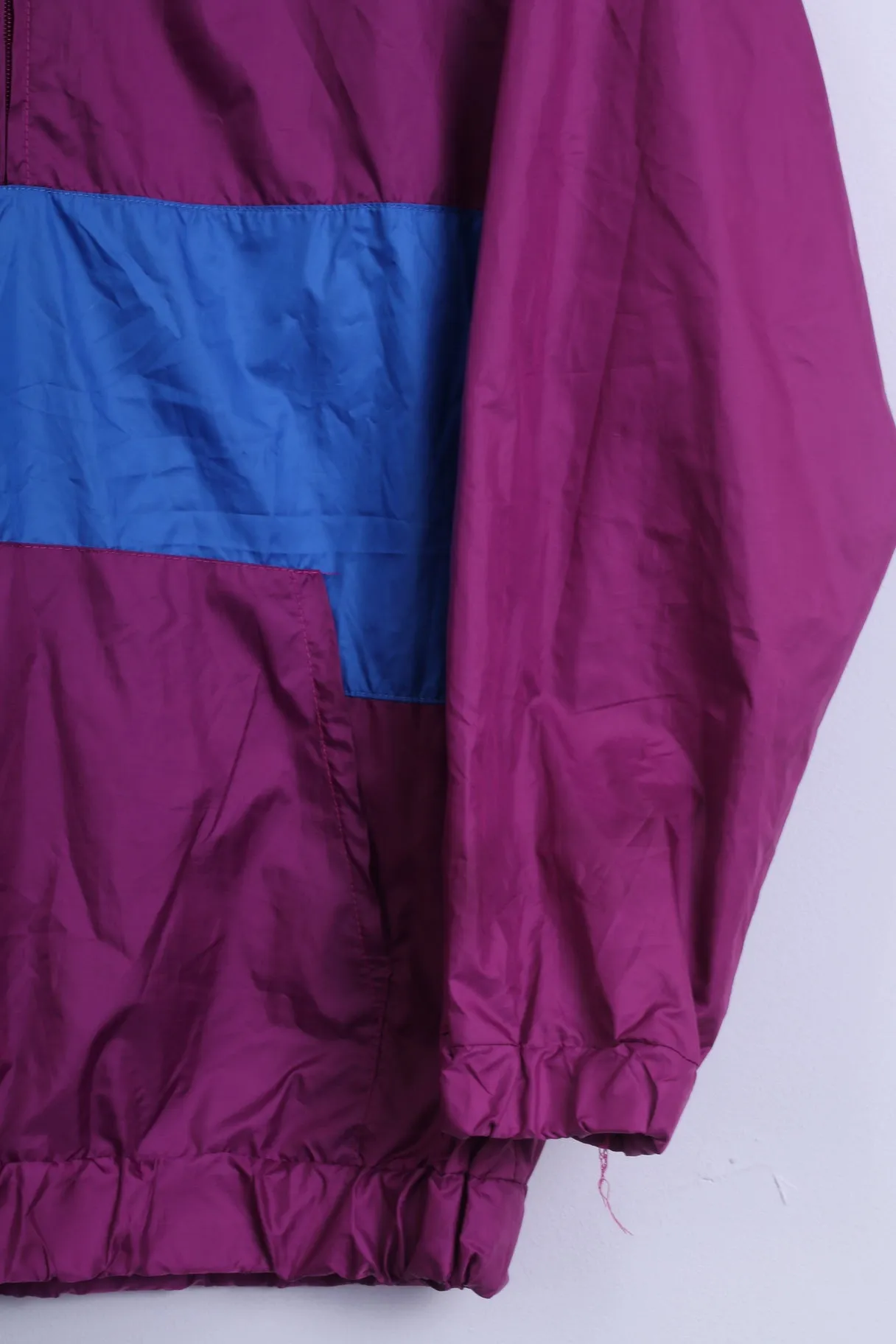 Shack Womens M Jacket Pullover Purple Zip Neck Lightweight Kangaroo Pocket