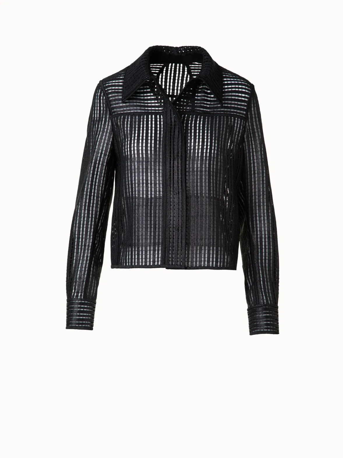Shirt Jacket with Stripes Embroidery Akris