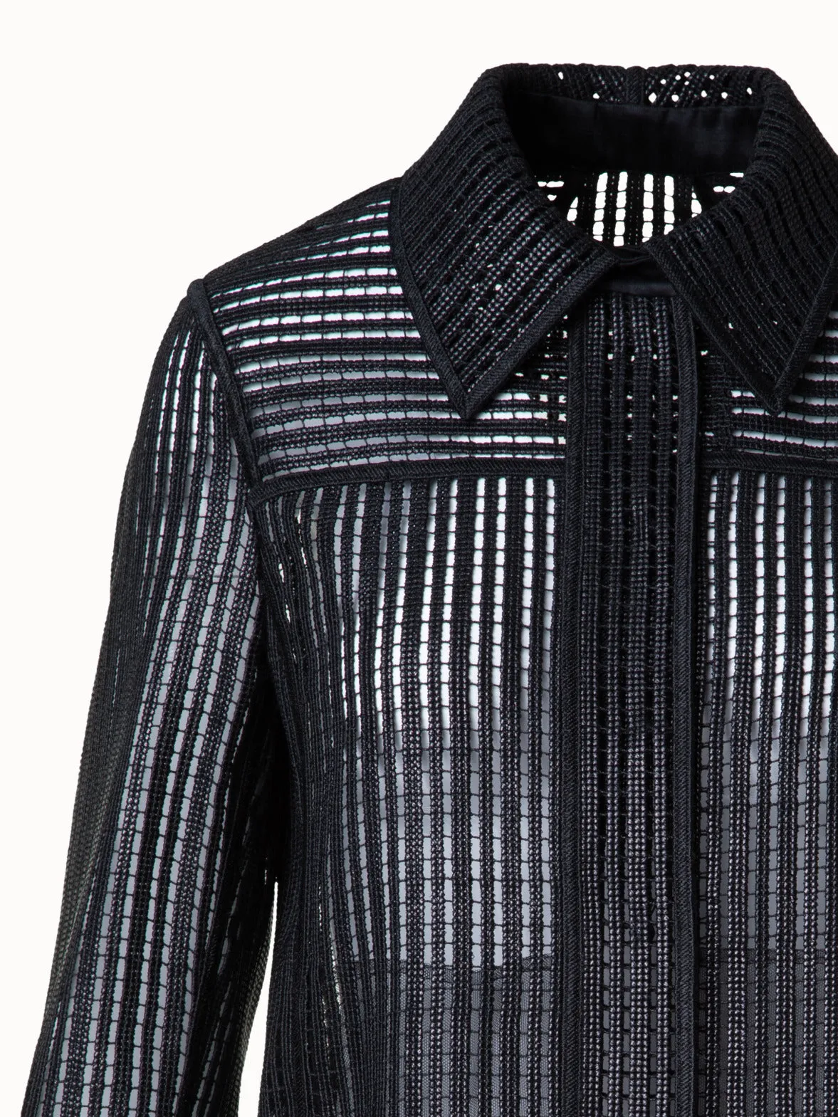 Shirt Jacket with Stripes Embroidery Akris