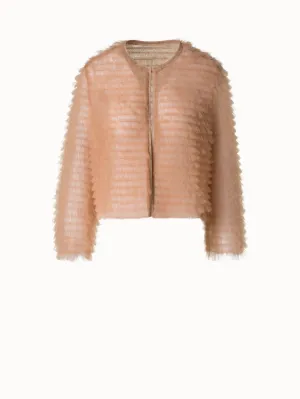 Short Allover Ruched Tulle Jacket Akris