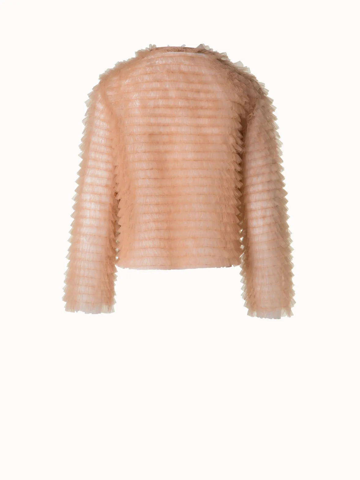 Short Allover Ruched Tulle Jacket Akris