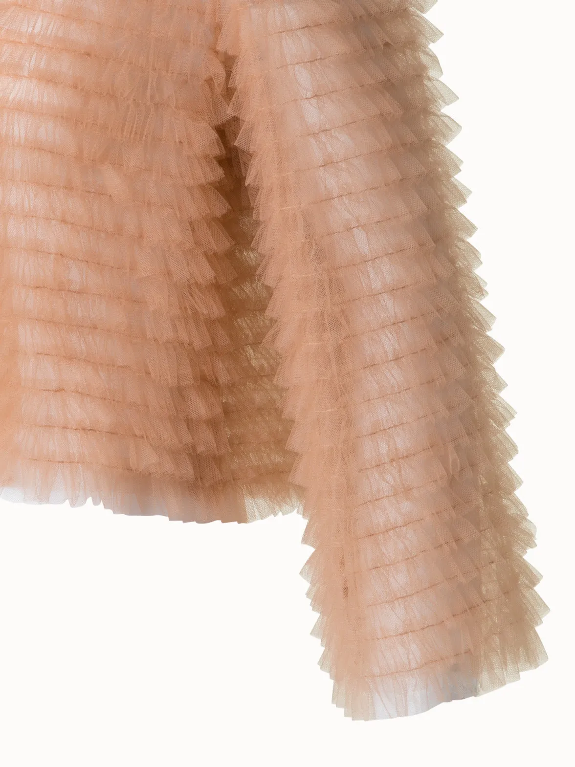 Short Allover Ruched Tulle Jacket Akris