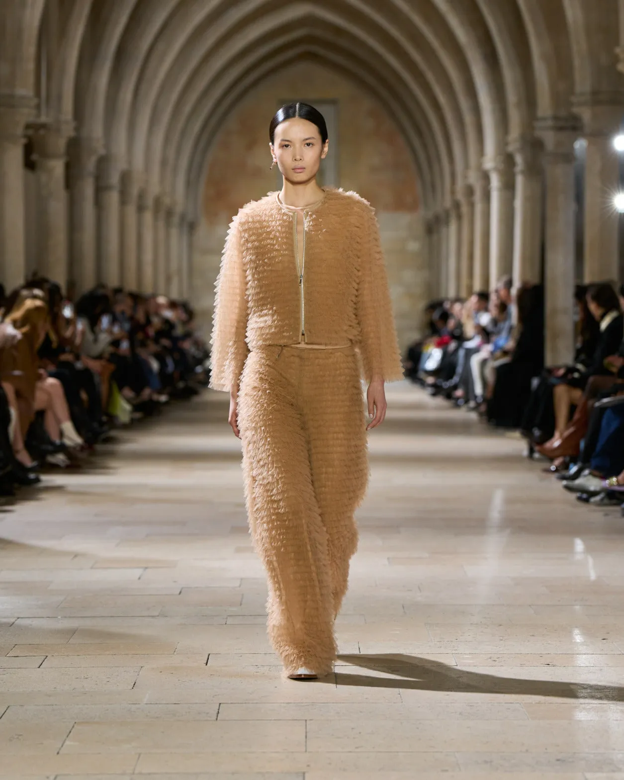 Short Allover Ruched Tulle Jacket Akris