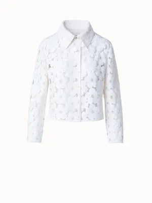 Short Jacket with Allover Anemone Embroidery Akris