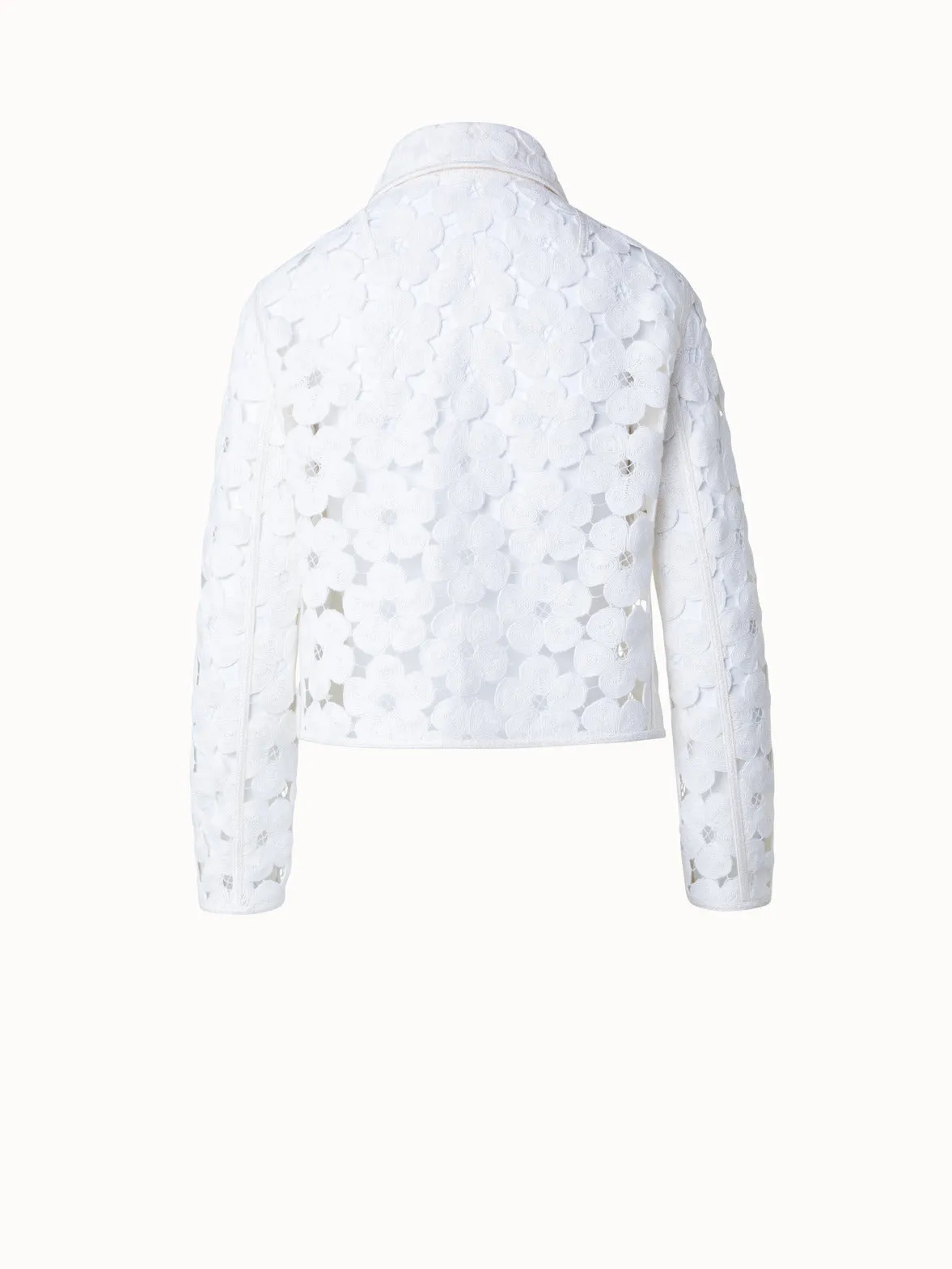 Short Jacket with Allover Anemone Embroidery Akris