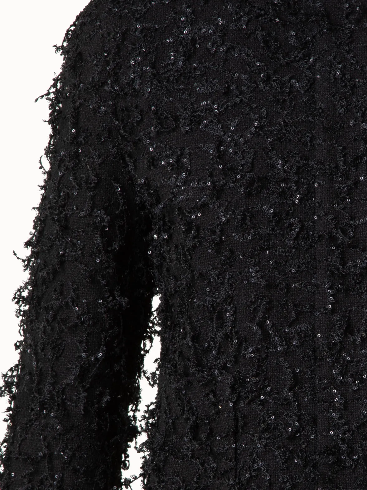 Short Jacket with Micro Sequins Fringed Bouclé Akris