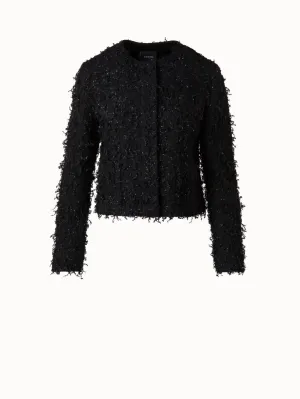Short Jacket with Micro Sequins Fringed Bouclé Akris