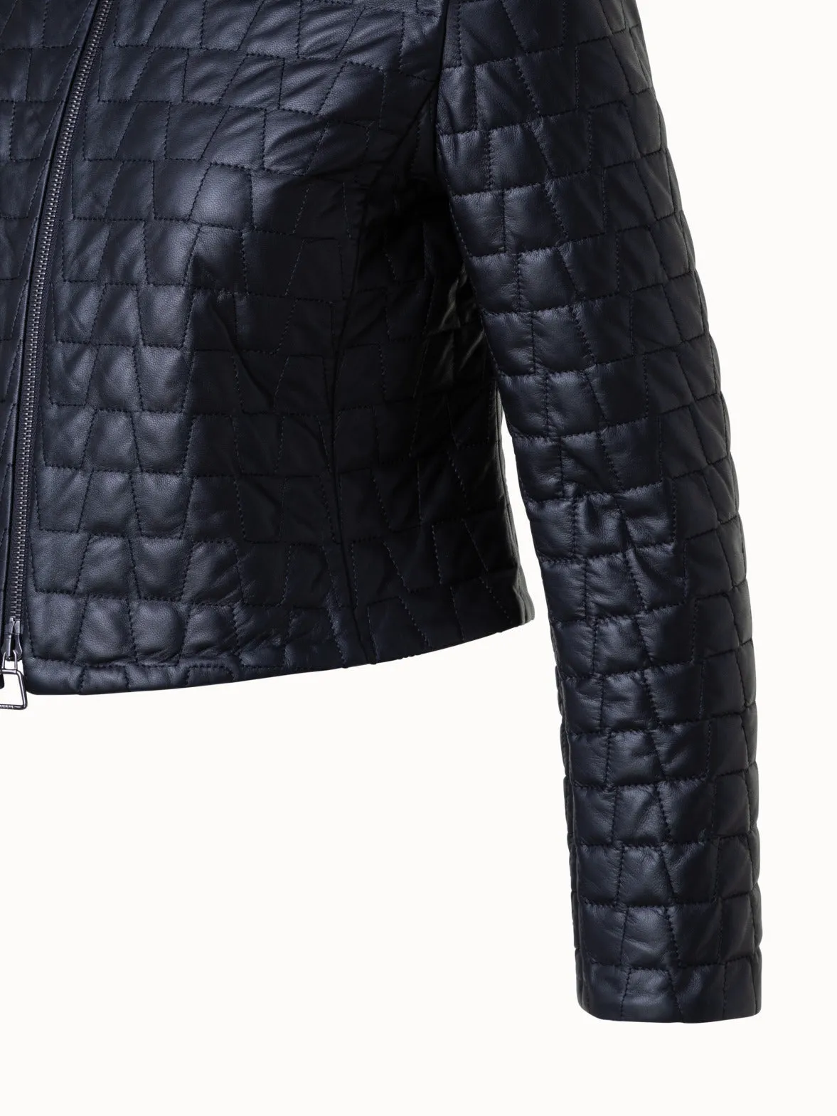 Short Quilted Leather Jacket Akris