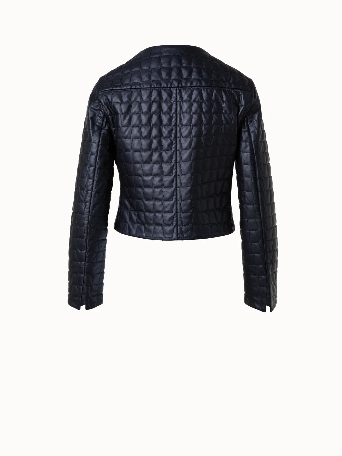 Short Quilted Leather Jacket Akris