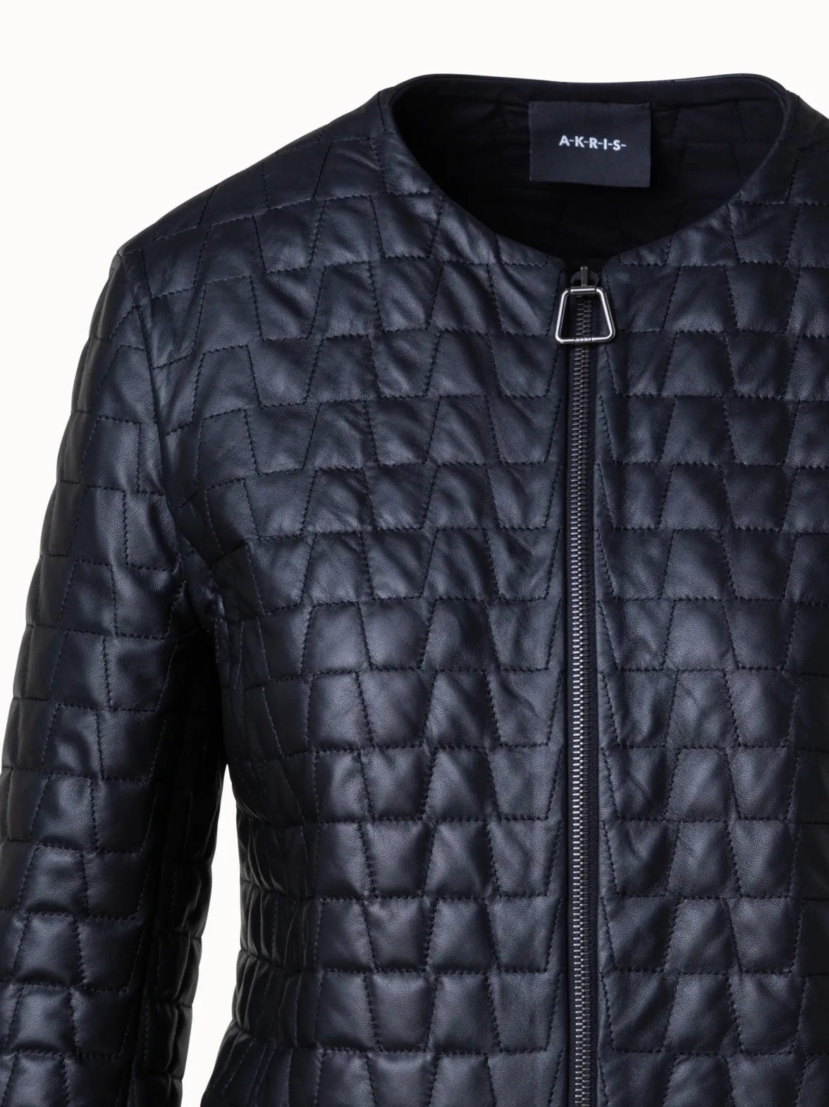 Short Quilted Leather Jacket Akris
