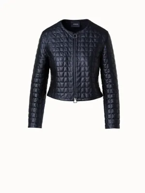 Short Quilted Leather Jacket Akris