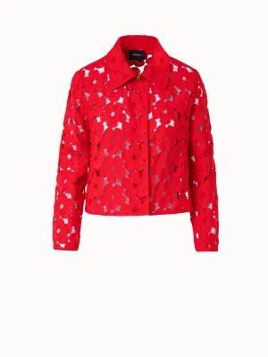 Short Silk Jacket with Anemone Embroidery Akris