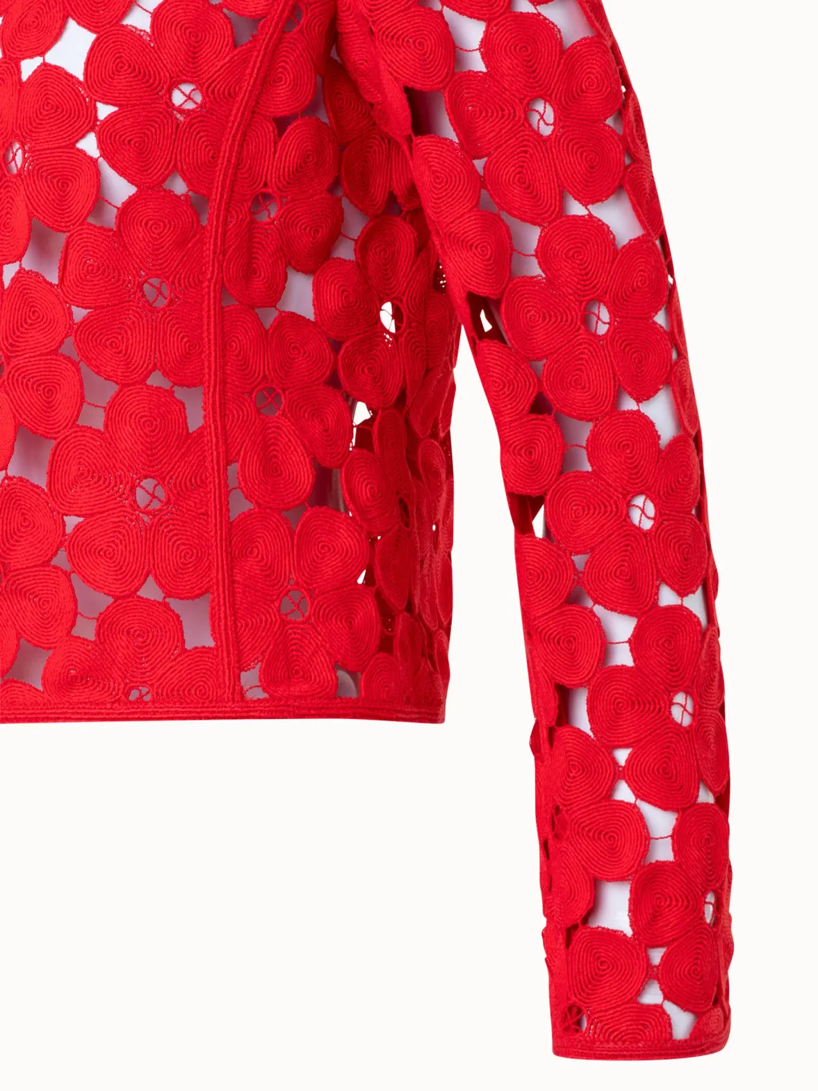 Short Silk Jacket with Anemone Embroidery Akris