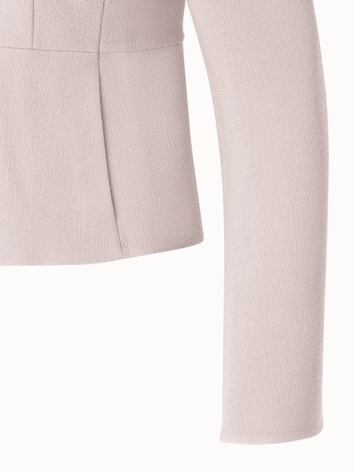 Short Wool Crêpe Double-Face Mock Neck Jacket Akris