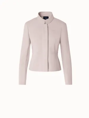 Short Wool Crêpe Double-Face Mock Neck Jacket Akris