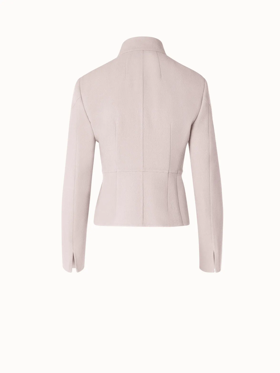 Short Wool Crêpe Double-Face Mock Neck Jacket Akris