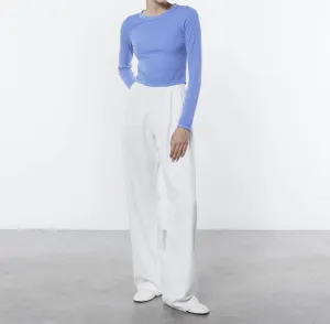 Silk Knit L/s Tuck Top In Cornflower