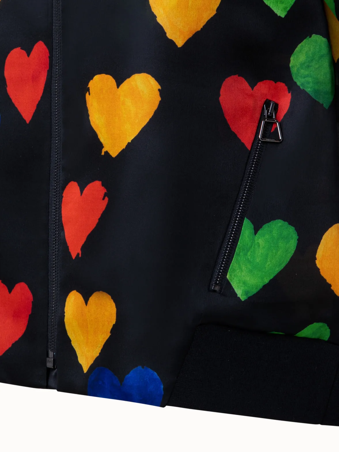 Silk Organza Bomber Jacket with Hearts Print Akris