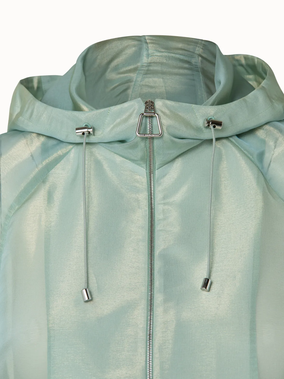 Silk Techno Iridescent Organza Blouson Jacket Akris