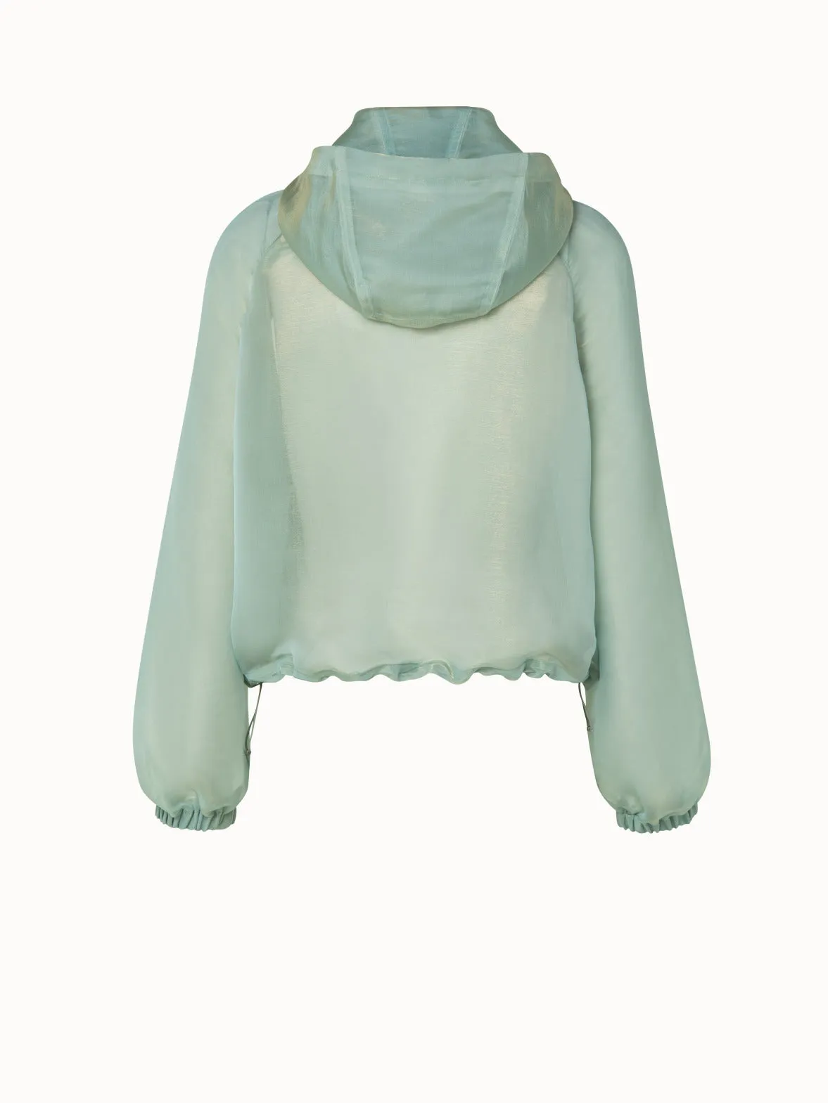 Silk Techno Iridescent Organza Blouson Jacket Akris