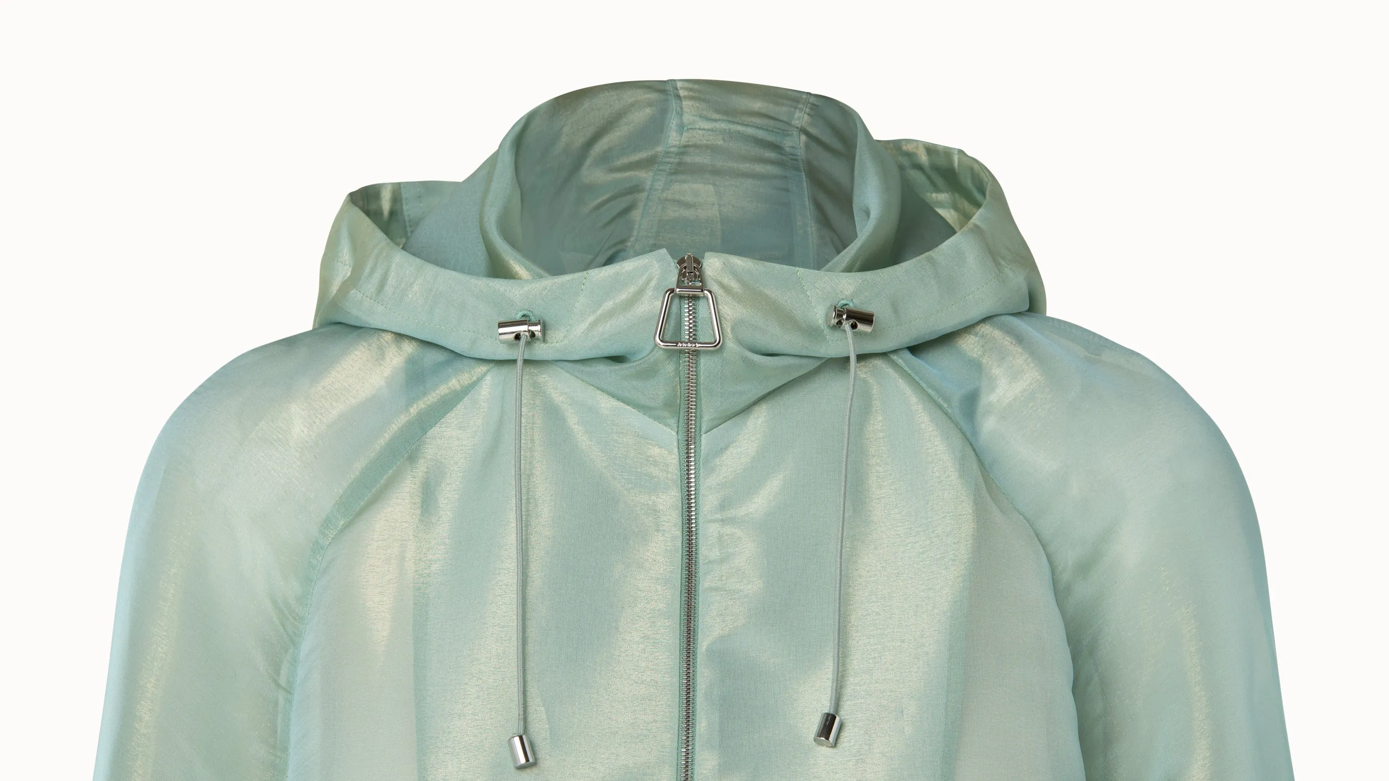 Silk Techno Iridescent Organza Blouson Jacket Akris