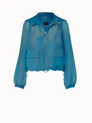Silk Techno Organza Voluminous Blouson Jacket Akris