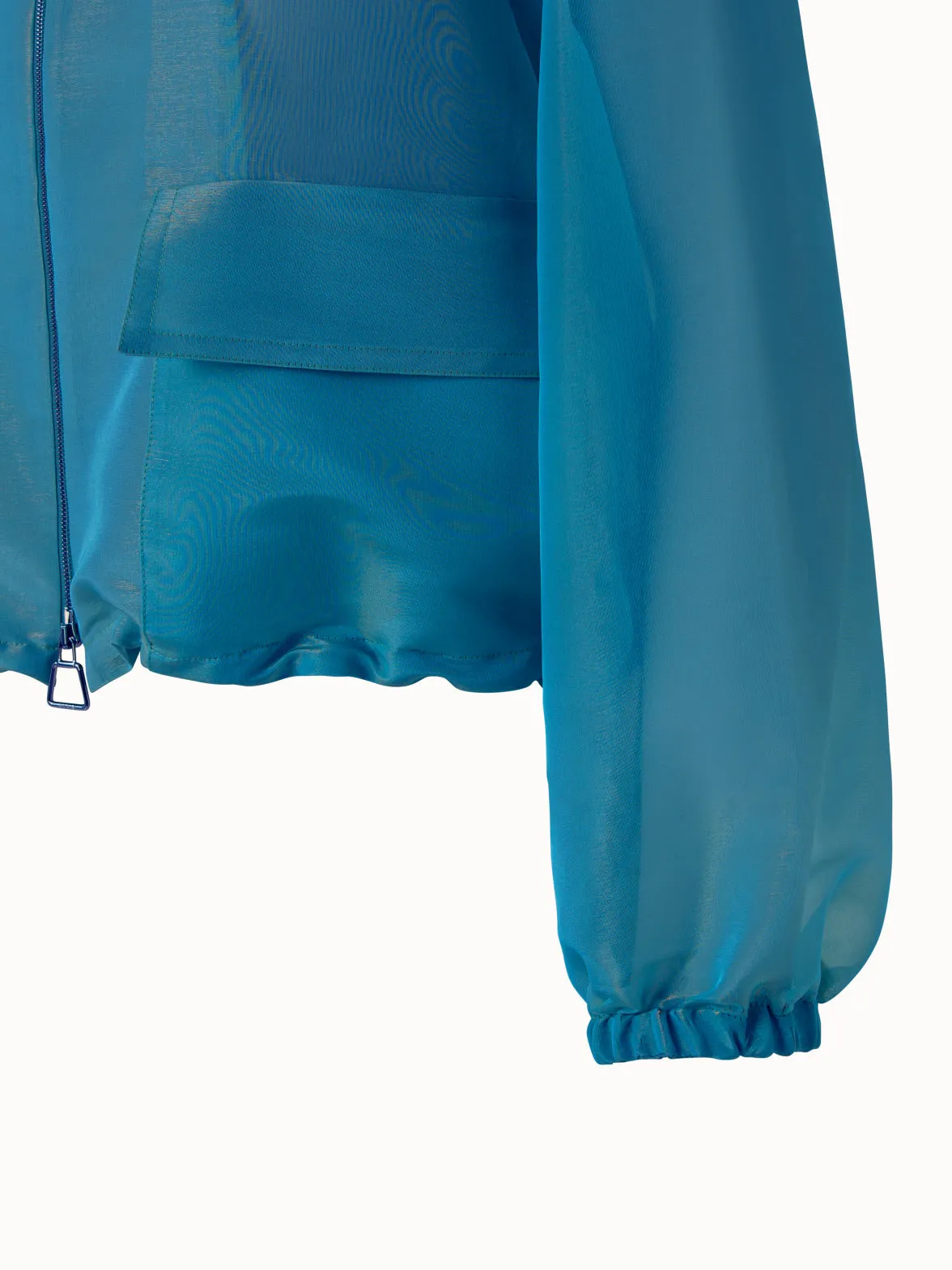 Silk Techno Organza Voluminous Blouson Jacket Akris