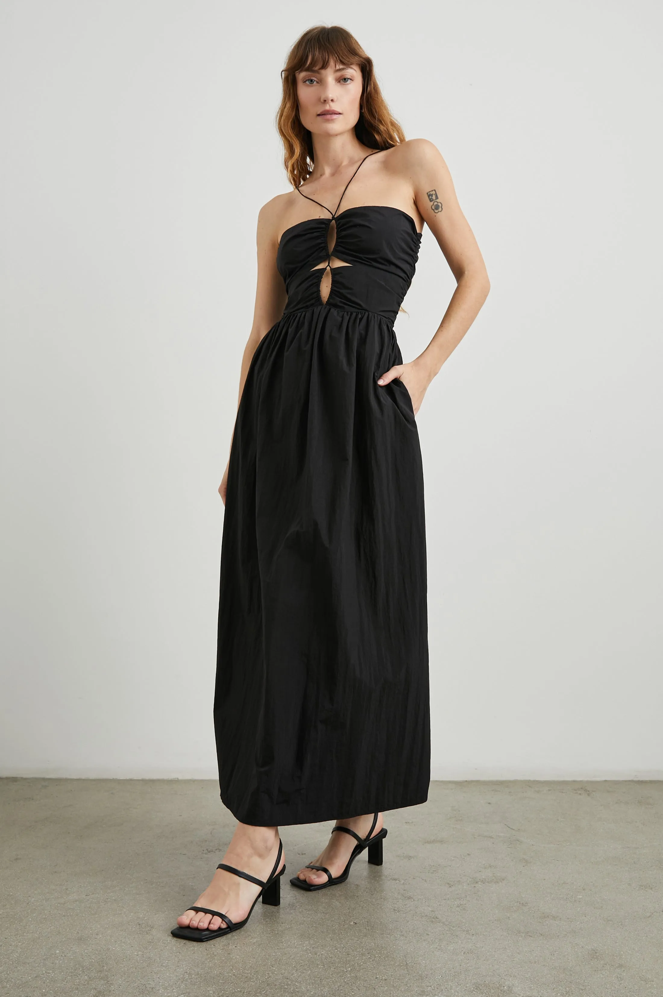 SILVIA DRESS - BLACK NYLON Rails