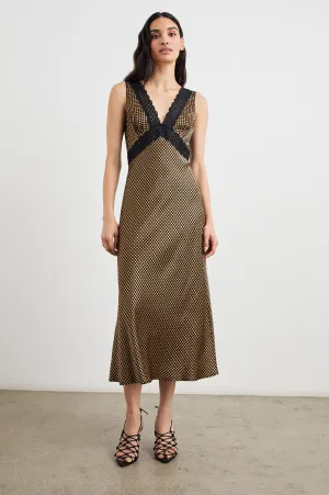 SIMONA DRESS - GOLD HOUNDSTOOTH Rails