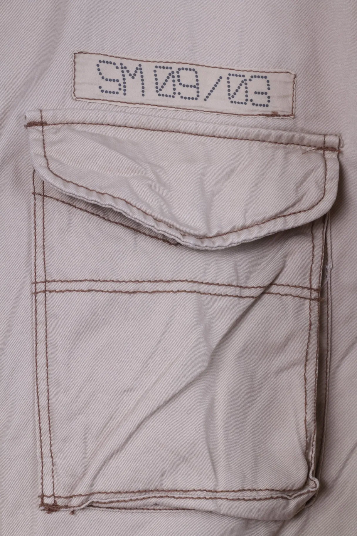 Smog Jeans Company Mens XL Jacket Beige 100% Cotton Zip Up Snaps Multi Pockets Top