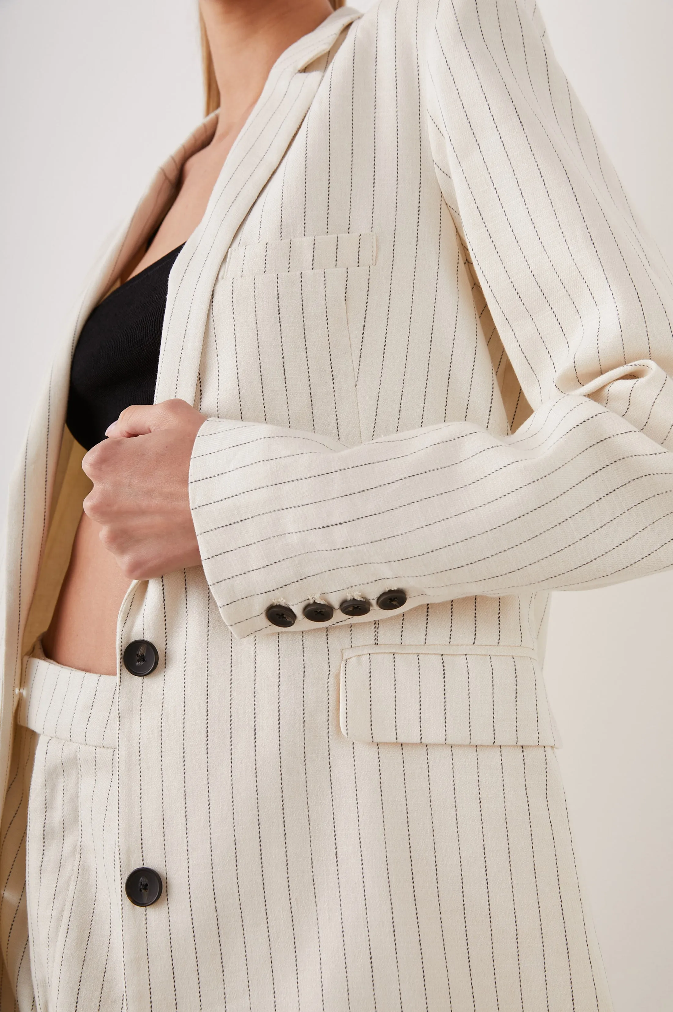 STANTON BLAZER - IVORY PINSTRIPE Rails